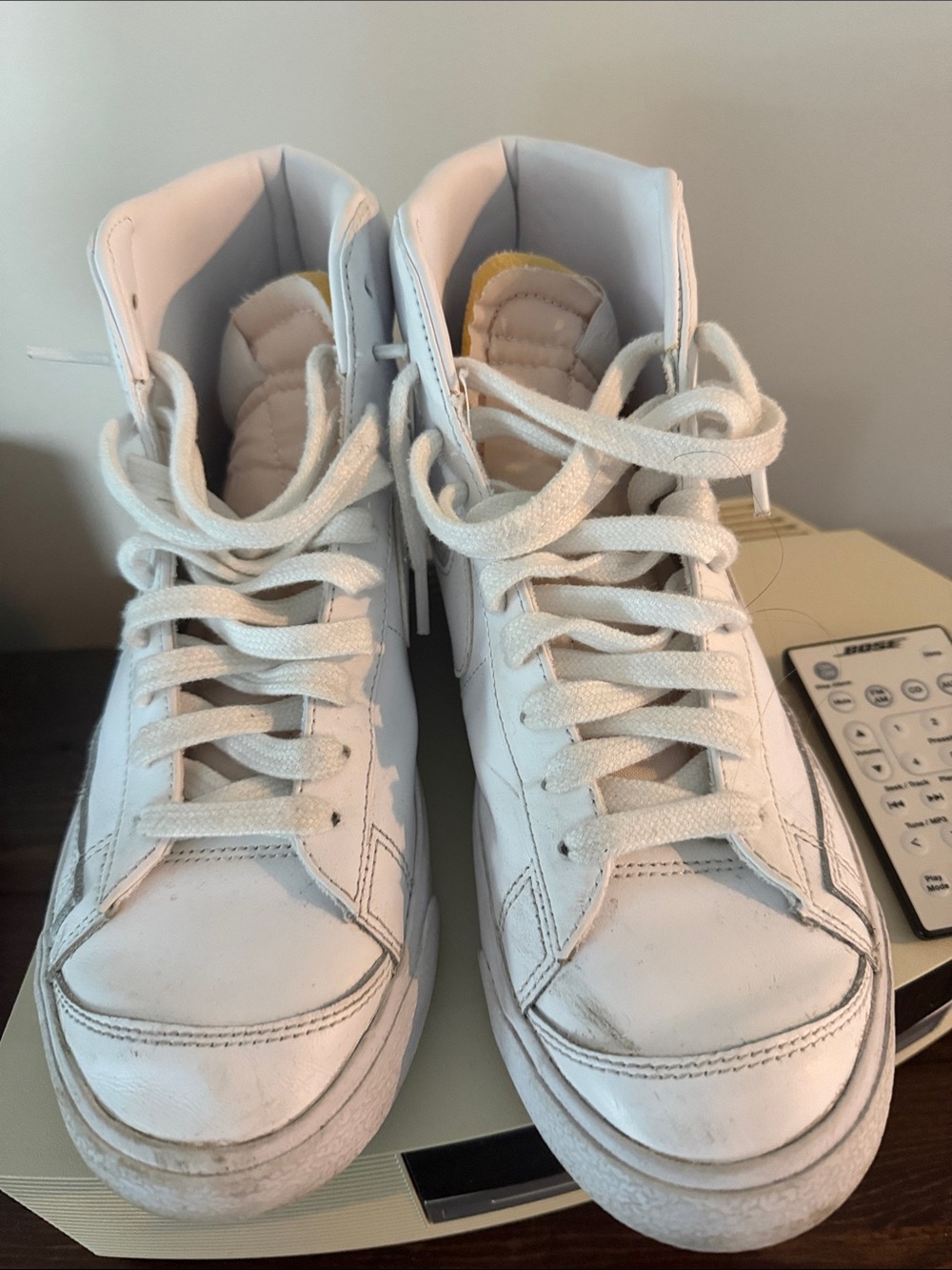 Nike White High-Top Sneakers with Lace-Up Design